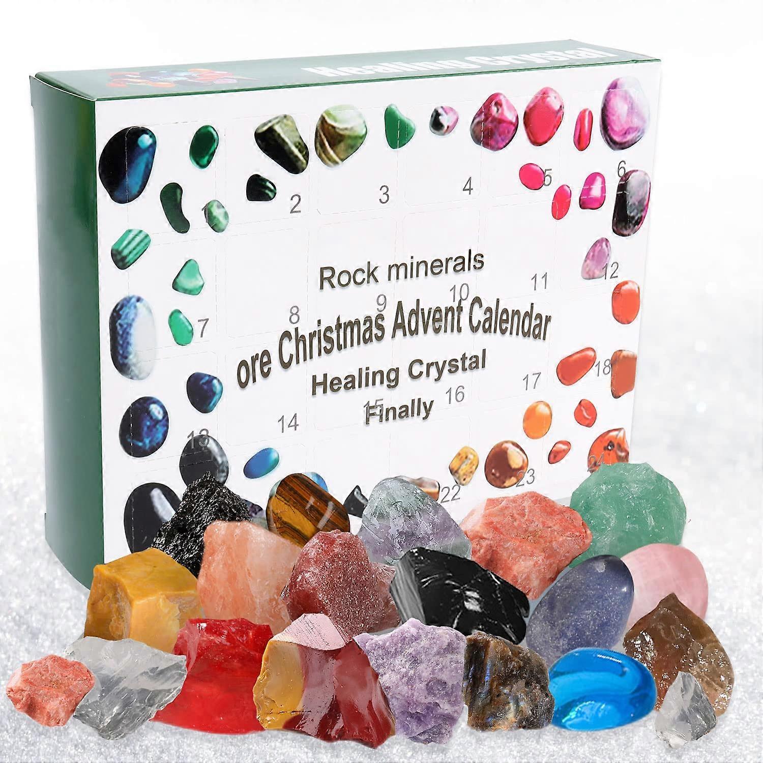 Crystal Advent Calendar 2022, 24 Days Christmas Countdown Crystal Ore Toys Collection Kit, Novelty Xmas Surprise Gift Box