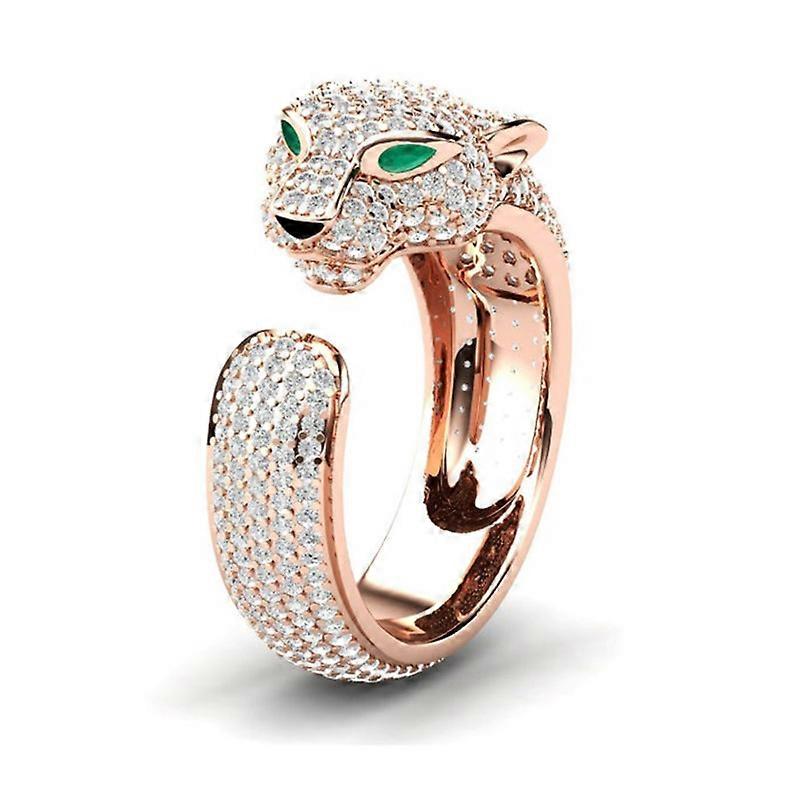 Lion Ring Zircon Pave Ring, rose gold Leopard Ring