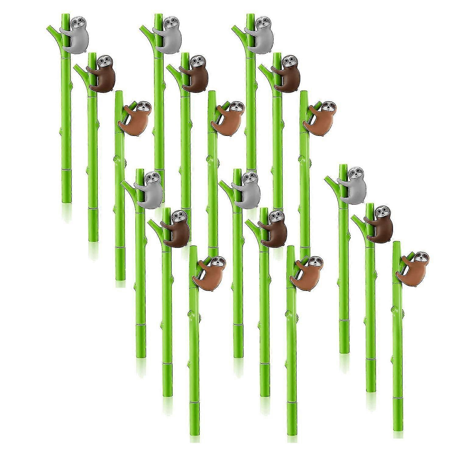 18 Pcs Cute Sloth Pen Plastic Light Grey Khaki Brown Refillable Pen