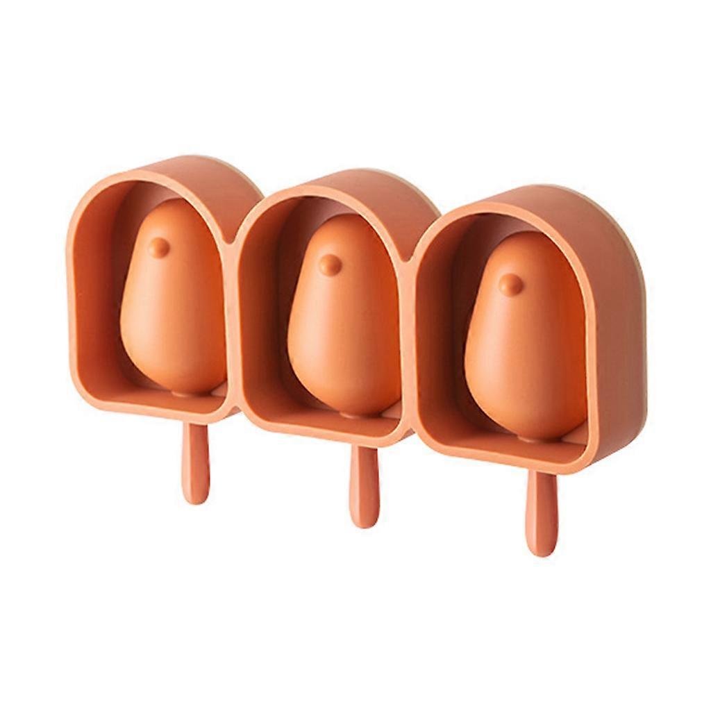 3 Cavities Ice Cube Mold Summer Popsicles Maker FDA Silicone PP Kitchen Gadget