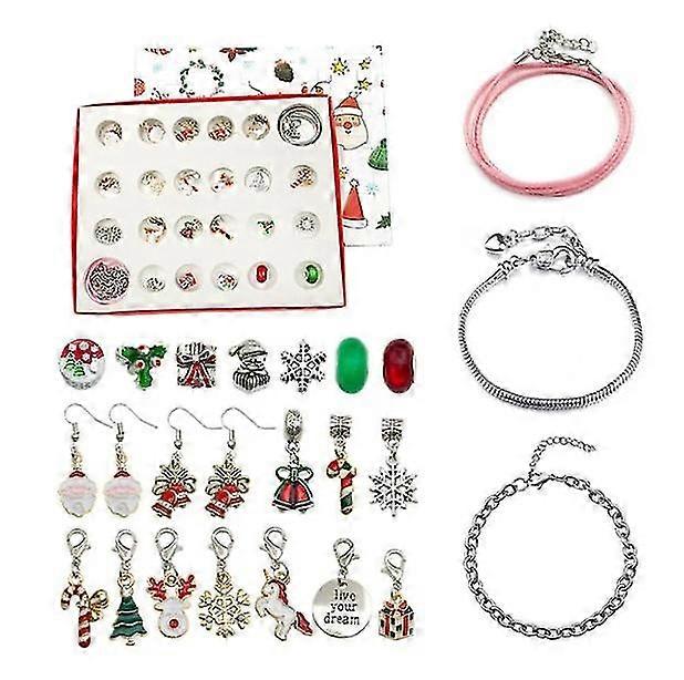 Christmas Advent Calendar Countdown Diy Charm Bracelet Making Kits 24 Days Countdown Calendar Bracelets Set
