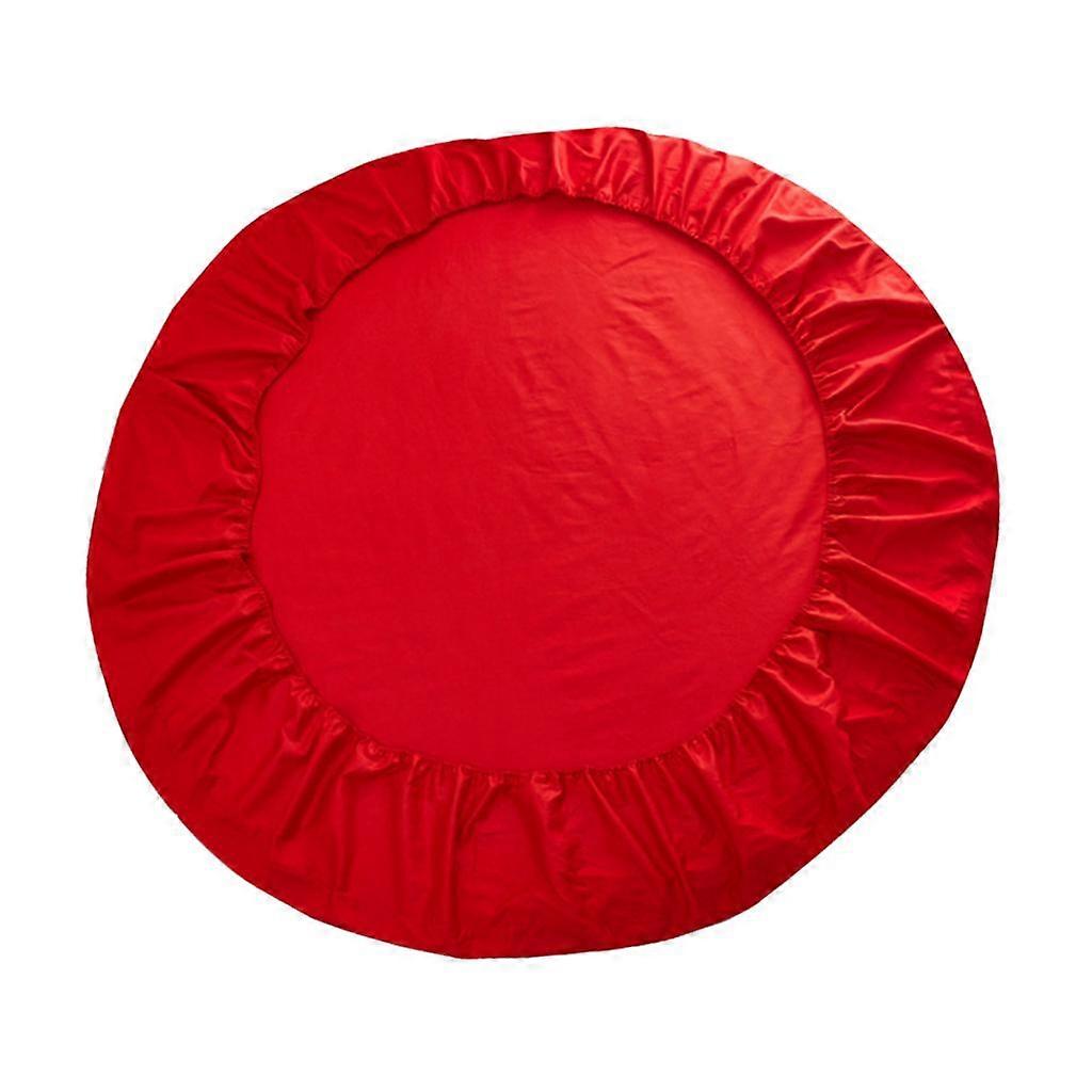 Solid Color Pure Cotton Round Bed Spread Fitted Sheet Covers Red
