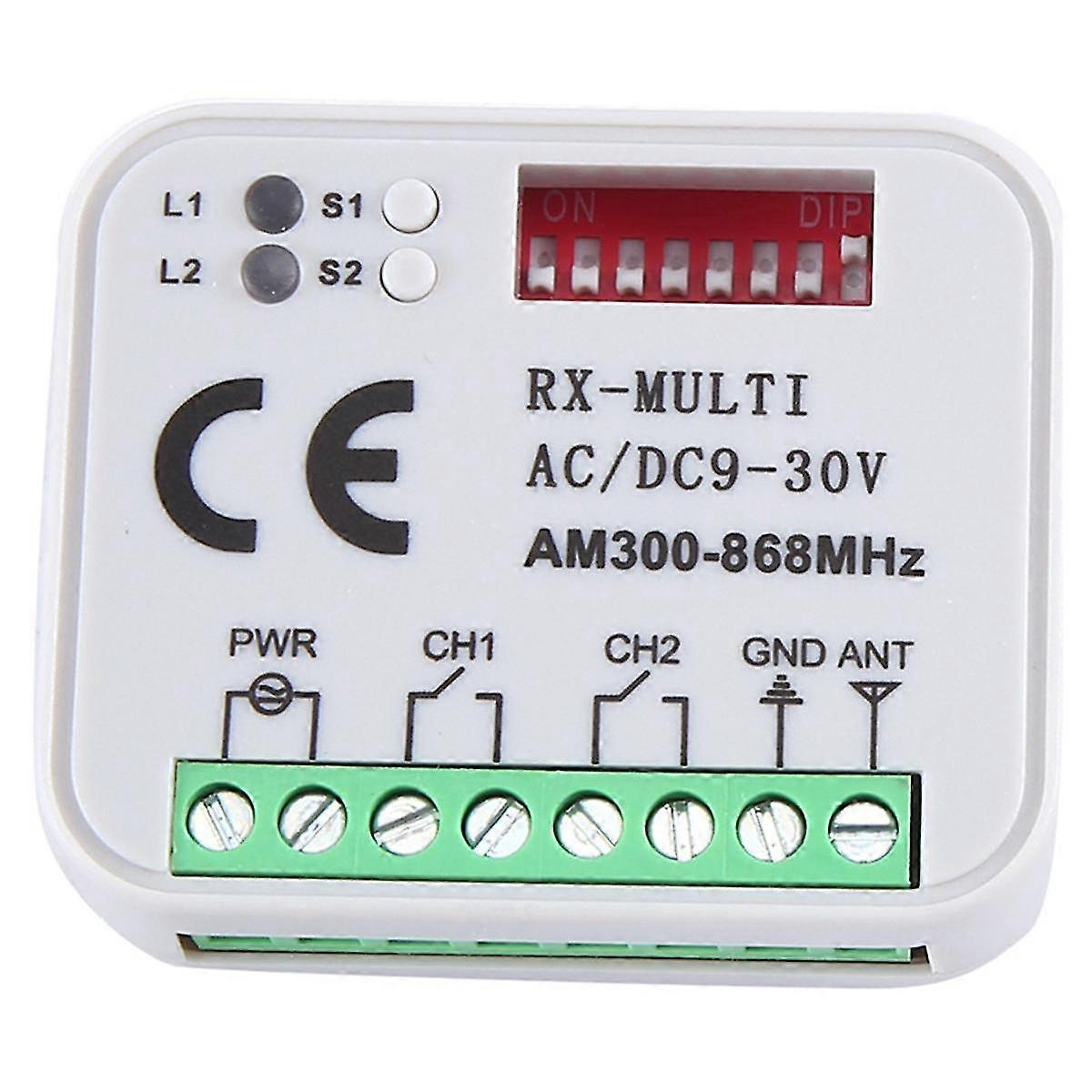 Universal Rx Multi Frequency 300-868mhz Receiver 2ch 12v 24v Relay Module Garage Door Remote Contro-xdd