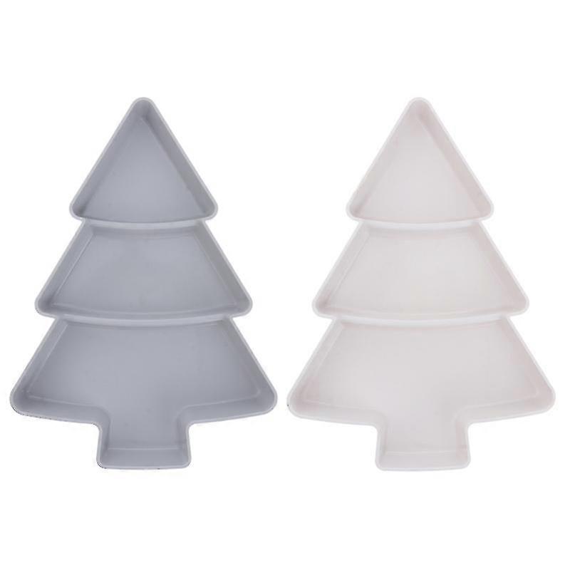 2pcs Creative Christmas Tree Shape Dish Trays Candy Snacks Nuts Plastic Plates