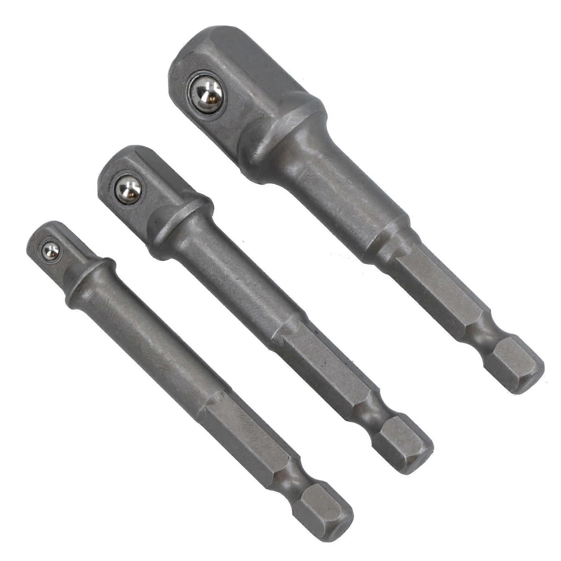 3pc Allen Hex Socket Driver Set 1/4" 3/8" 1/2" Power Shank Adaptor Adapter TE746