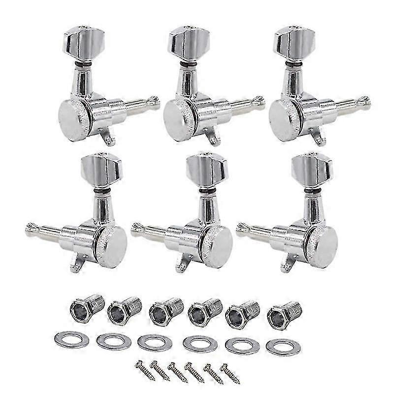 6Pcs 1:18 with Locking String Function Electric Guitar String Knobs Back String Lock Fully Closed G