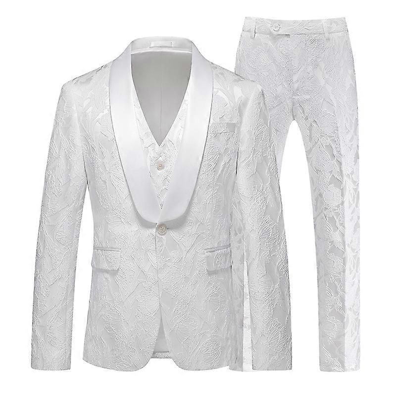 Πράσινο κολάρο φρούτων Βρετανικό στυλ slim fit ζακάρ κοστούμι κοστούμι τριών τεμαχίων για τους άνδρες Business Banquet οικοδεσπότης emcee σμόκιν κοστούμι για τους άνδρες