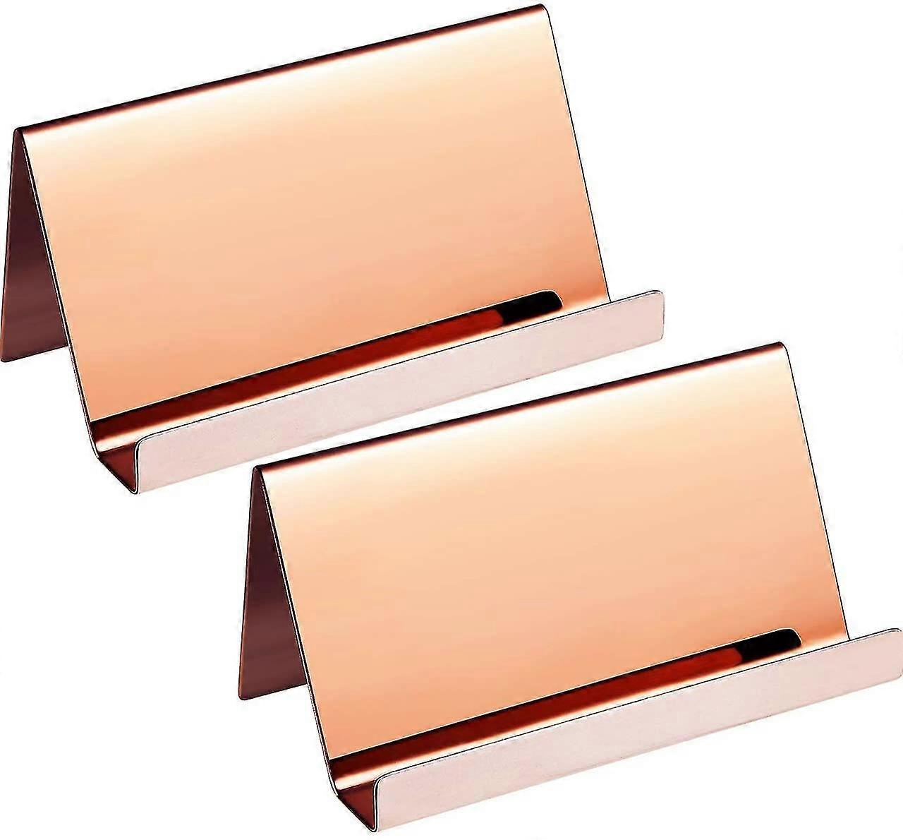 2 stk rustfritt stål visittkortholder, stasjonær visittkort display stativ og visittkort stativ