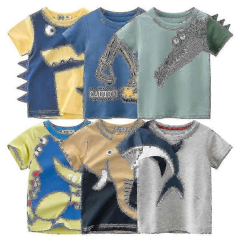 2024 Letní Děti 3D kreslené tričko pro chlapce Zvířecí potisk Dinosaurus Shark Chlapecké tričko Dívky Topy