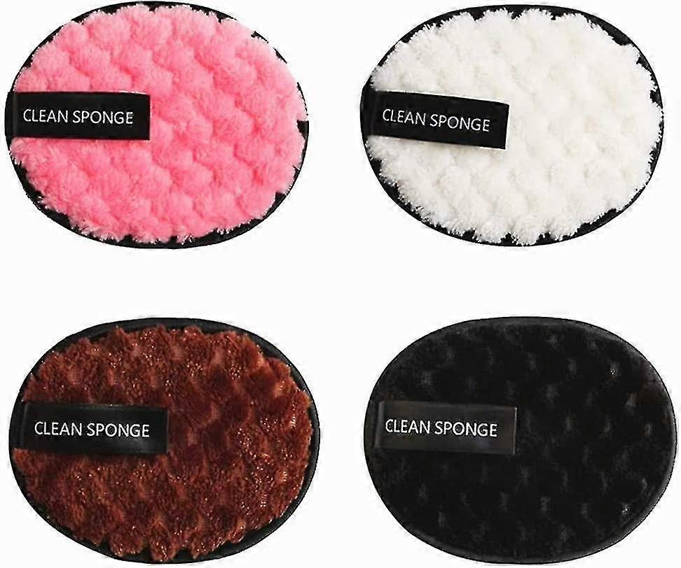 4-Pack Makeup Remover Puff Reusable Makeup Remover Pads Microfiber Cleanser for All Skin Types