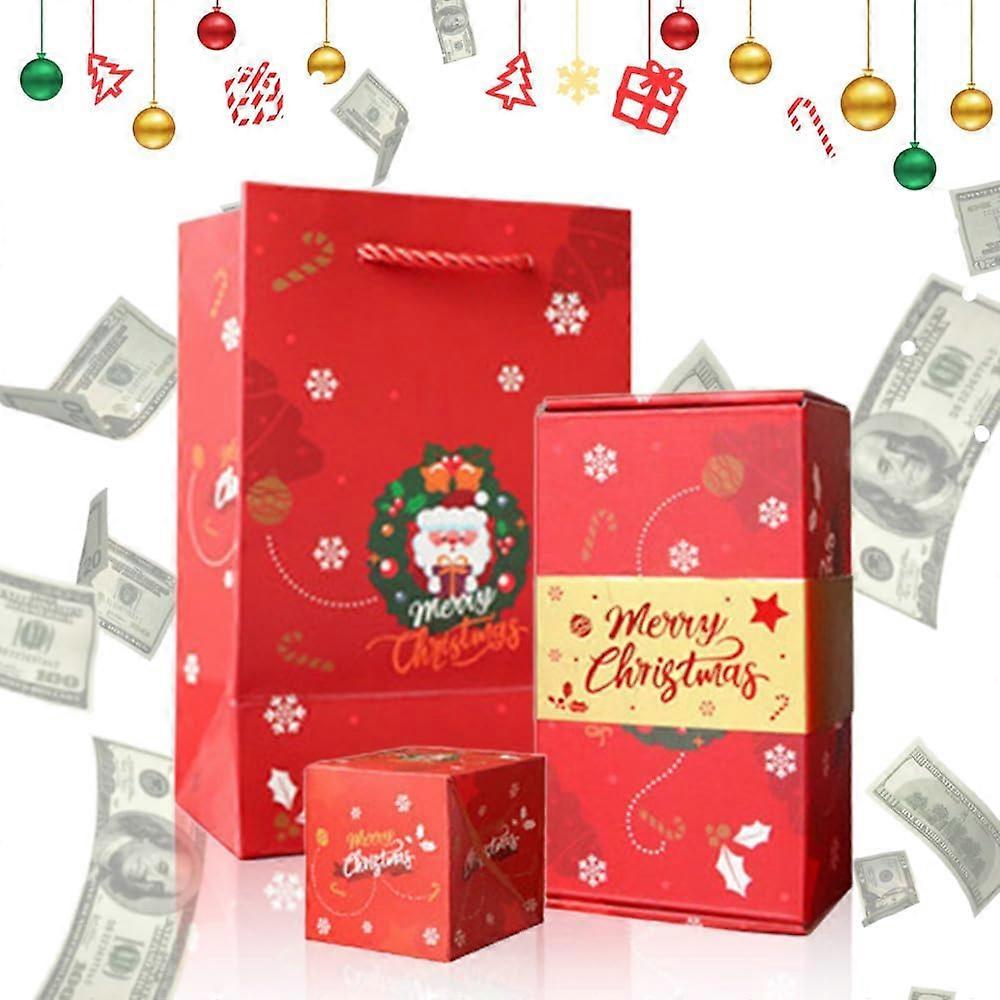 Surprise Box Explosion Gift Box for Money, Merry Christmas Folding Pop-Up Explosion Gift Box