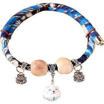 Cat Collar with Bell,Fir Wood Cat Collar,Adjustable Size Anti-Strangulation Collar,Suitable for Cats and Other Small Pets (M:8kg-12.5kg)