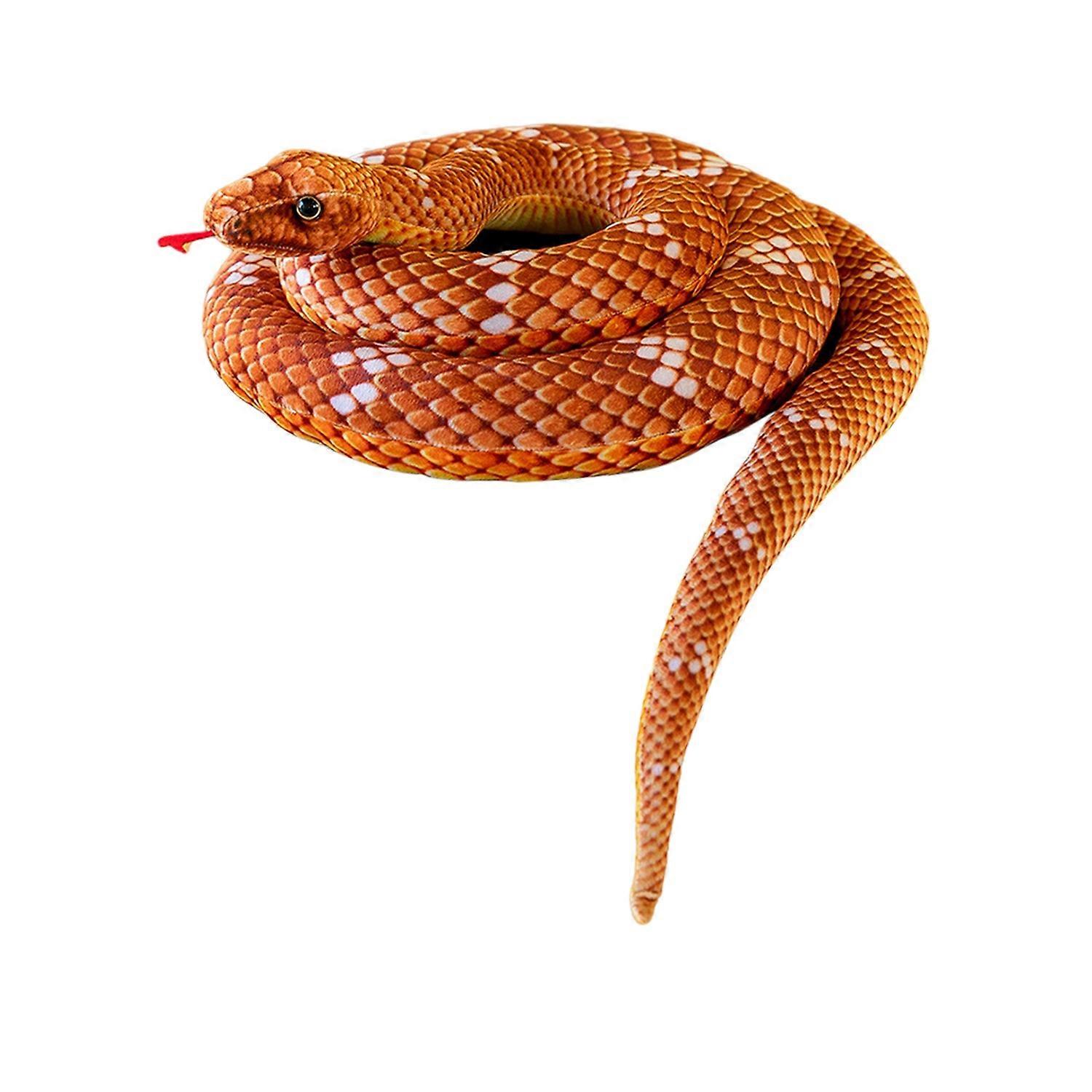 80-210CM Realistic Python Snake Plush Doll Soft Stuffed Reptile Toy for Kids Adults Halloween Decor