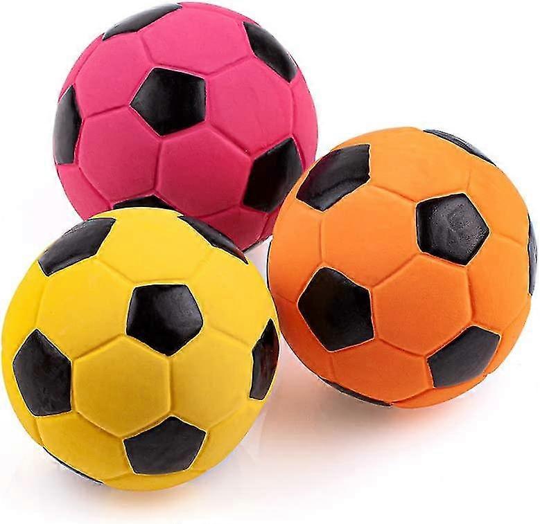 3pcs 7cm Dog Ball Toy Squeaker Football Chew Fetch Interactive Dog Game Medium Taille Random Color