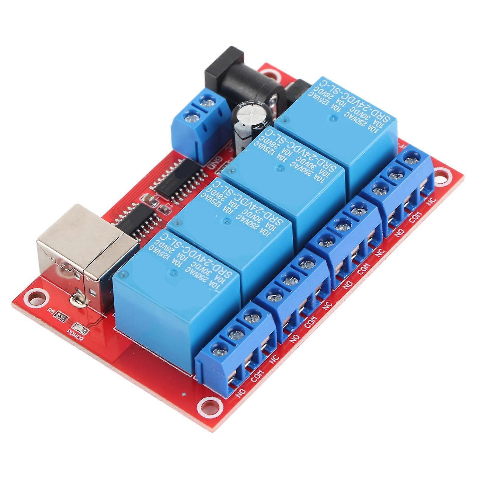 4 Channel Relay Module USB Drive Free DC Relay Board Computer Control PLC Board 3 Operating Modes
