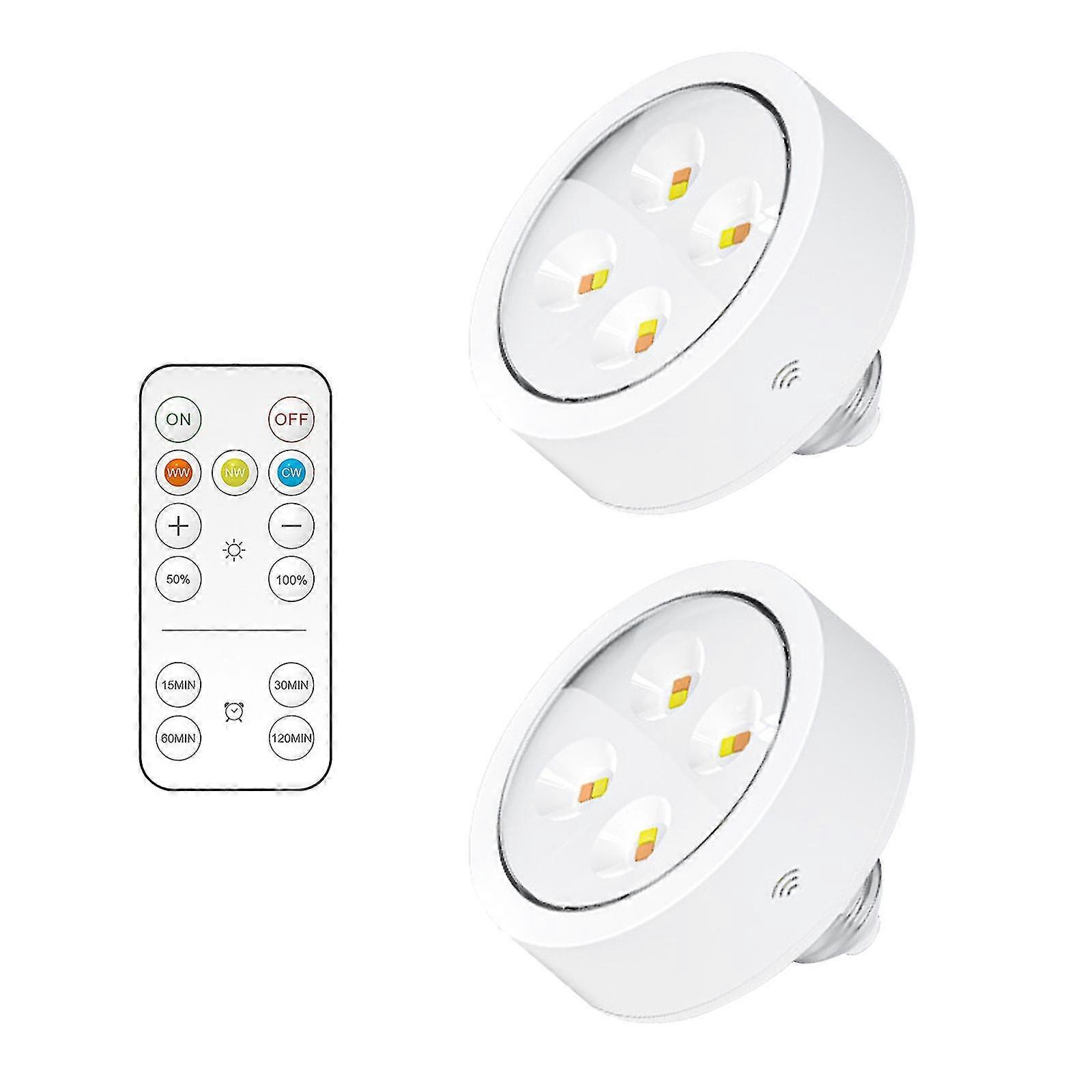 Battery Operated Light Bulbs With Remote, Battery Powered Led Puck Lights With E26 Screw In, Aa Battery Wireless Light Bulb For Non Electric Wall Scon