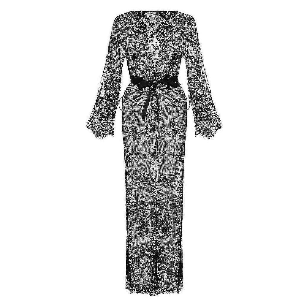 Spets ny sexig moderock sovkläder underkläder underkläder underkläder med Satin Silk Belt