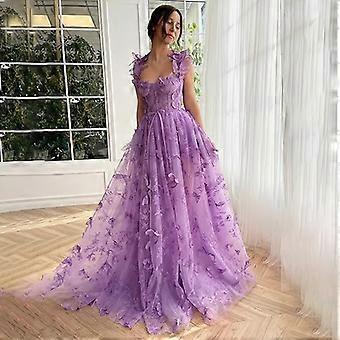3D Butterfly Tulle Prom Dresses for Women, Lace Applique Princess Prom Dress  | Fruugo UK