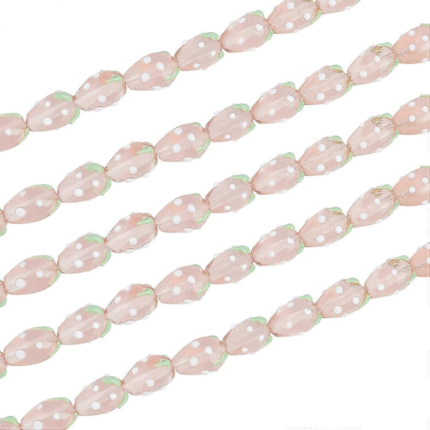Handmade Lampwork 3D Strawberry Beads Pink 13~16x11mm Hole: 2mm