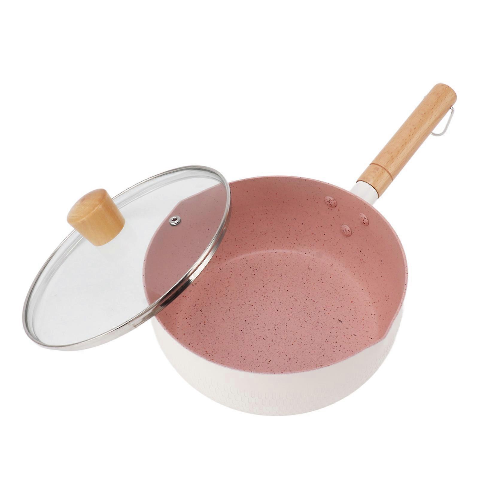 Non Stick Saucepan With Lid White Baby Complementary Food Small Pot Home Kitchen Instant Noodles Soup Milk Pan 18cm