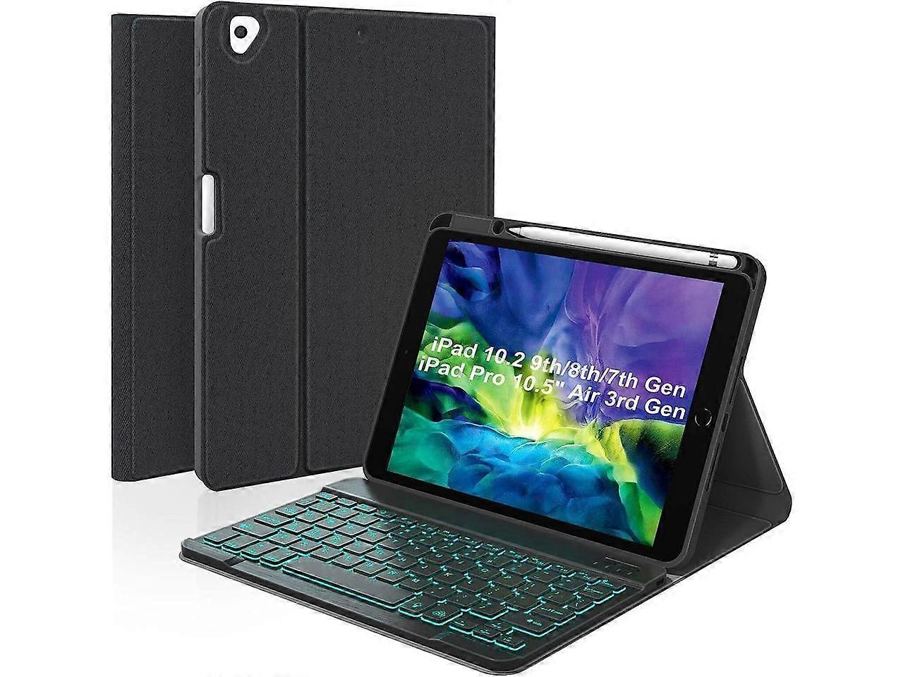 Keyboard Case For iPad 10.2 inch 9th 8th 7th 2021/2020/2019, iPad Pro 10.5 inch/iPad Air 3 10.5, Backlit 7 Colors Wireless Detachable Keyboard with Pr