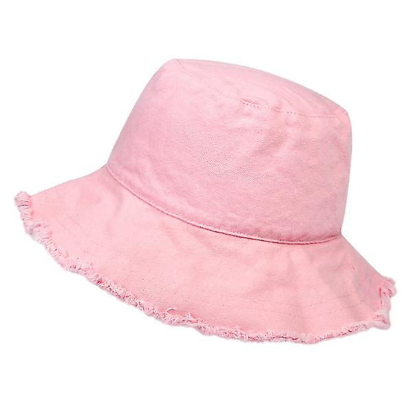 Foldable Solid Color Cowboy Bucket Hat Casual Fishing Hat Flat Toppink