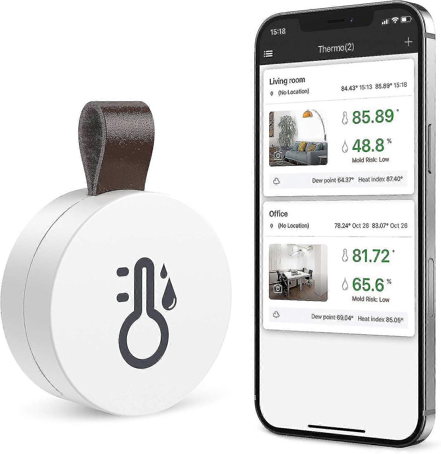 Bluetooth thermometer hygrometer, indoor thermo-hygrometer wireless mini with data export function, compatible with ios and Android for wine, living r