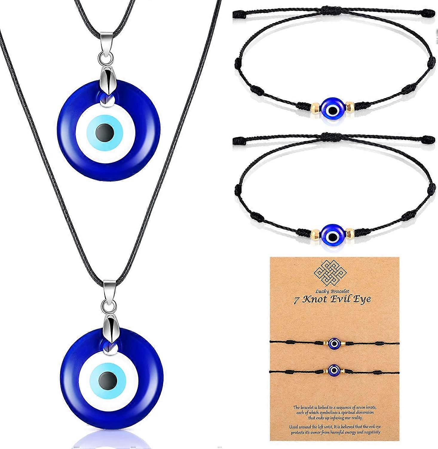 Boze Oog Ketting met Boze Oog Armband Bescherming Boze Oog Sieraden Set voor Mannen