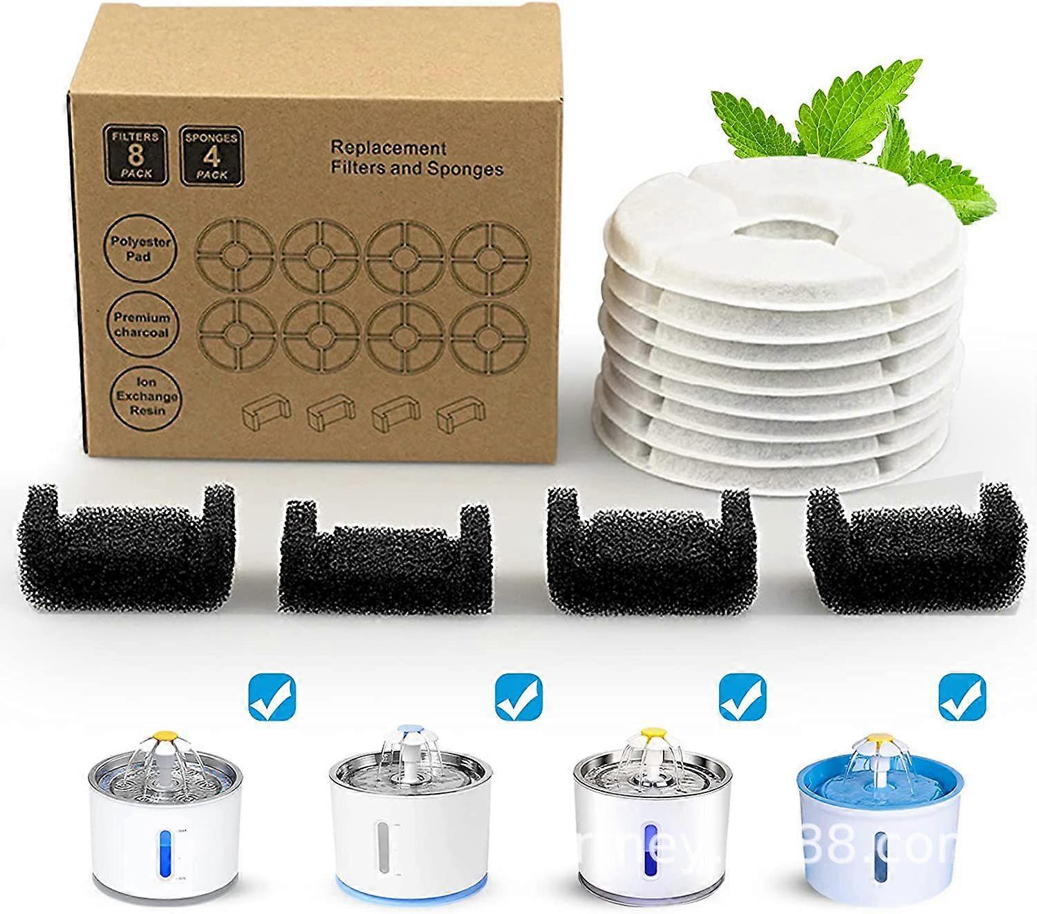 Cat Water Fountain Filter, 4PCS Round Replacement Water Fountain Filters Dog/Cat Pet Fountain Filter with Activated Carbon