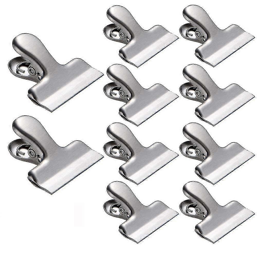 10pcs حقيبة مقاطع، الفولاذ المقاوم للصدأ 1.5 '' مقاطع البلدغ الصغيرة، الحزم ودائم، عظيم لقبضة ختم ضيق الهواء على أكياس القهوة والطعام، حقيبة الوجبات الخفيفة، Kitche