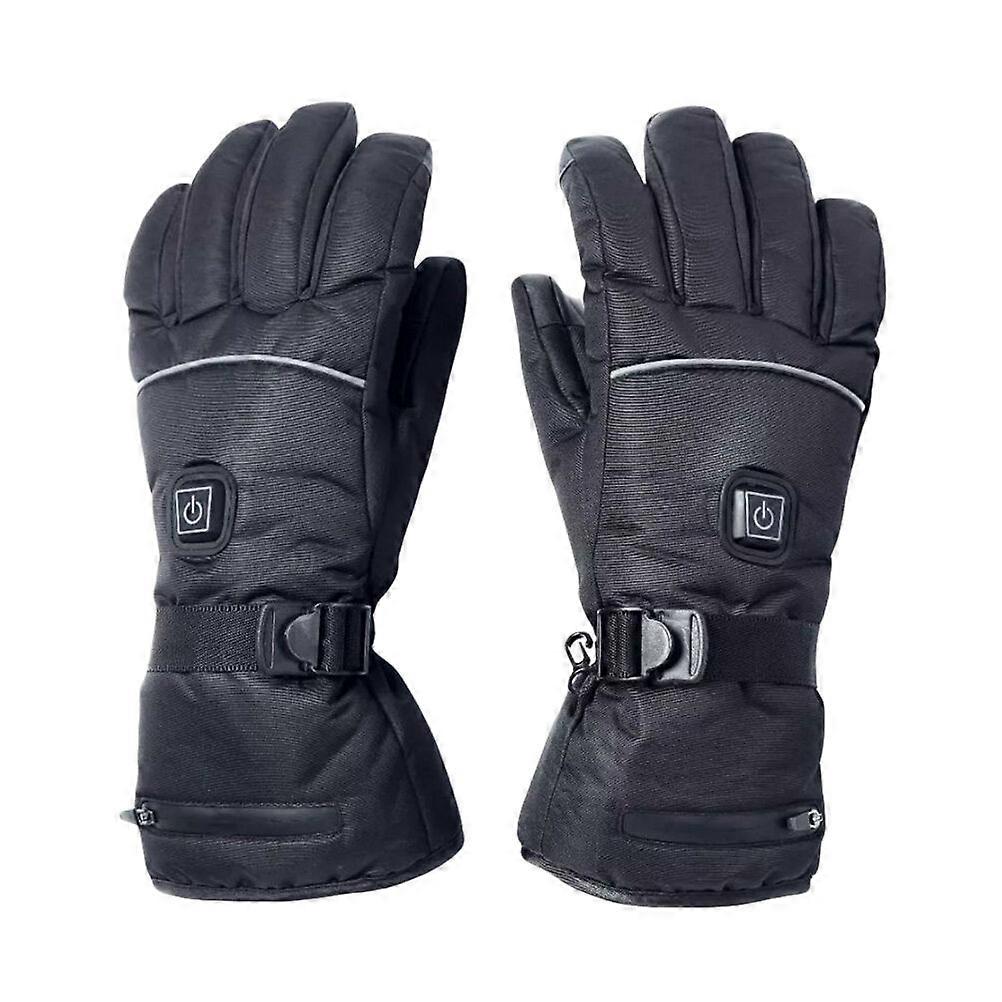 One Pair of Skiing Heating Gloves Auto Warming Winter Indoor 3 Modes Adjustable Gloves - Size L No Battery (Black)