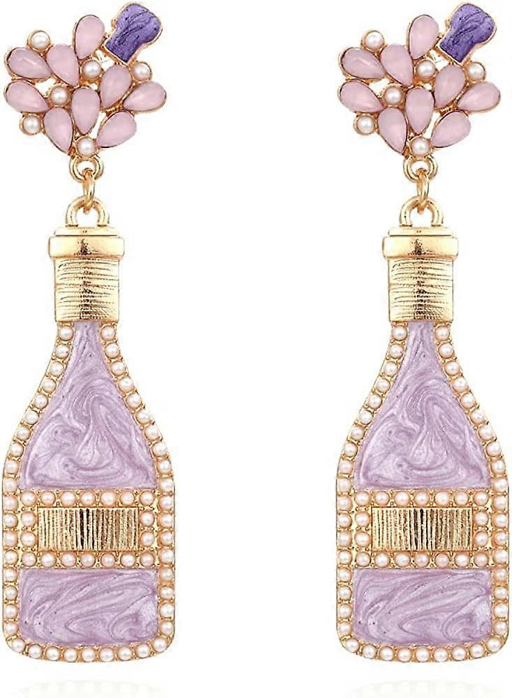 Orecchini A Forma Di Bottiglia Di Champagne Con Cristalli E Strass - XOCARTIGE - Lunghi 6,9 Cm - Perfetti Per Matrimoni, Addii Al Nubilato, Feste E Capodanno
