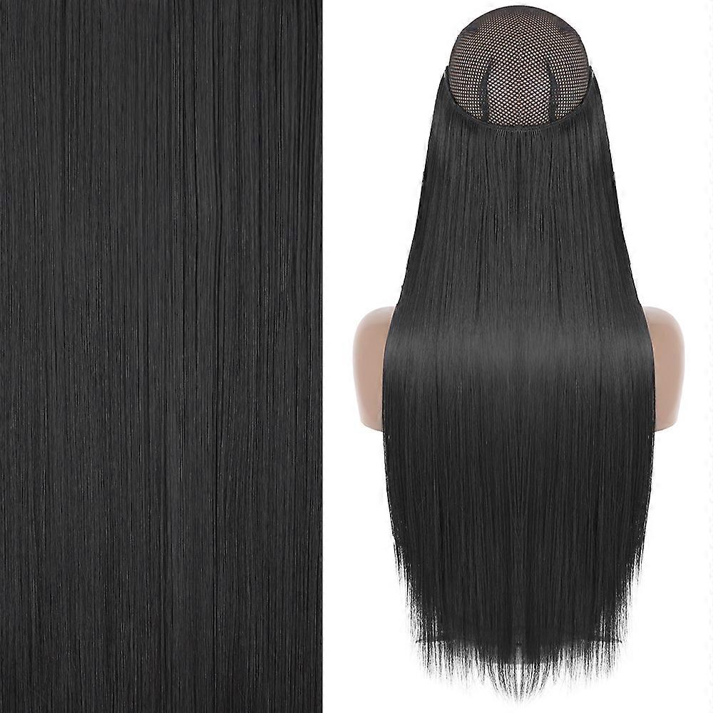 Extensions de cheveux synthtiques sans clip, postiche invisible, extension de cheveux droite, noir naturel, blond, une pice, faux