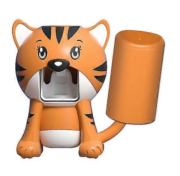 Wall-mounted Toothpaste Dispenser With Cup Tiger Shape Children Automatic Cartoon Toothpaste Squeezer Bathroom Accessories