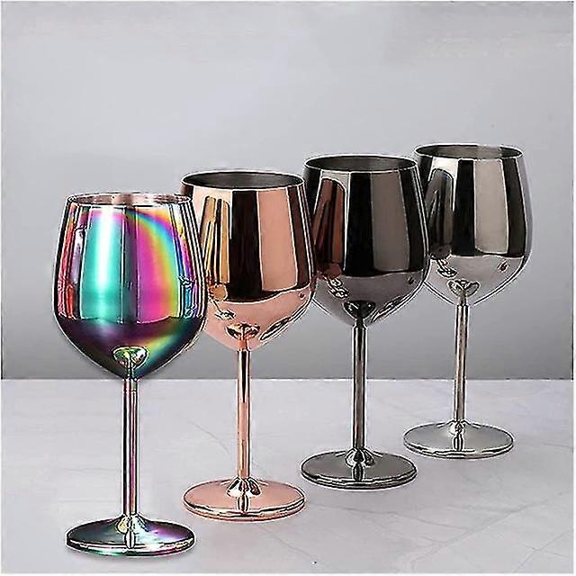 500ml 304 Stainless Steel Single Layer Goblet Red Wine Glass Colorful Large-capacity Drum-shaped Drop-resistant Wine Glass