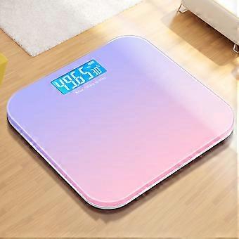 Digitale Weegschaal Gehard Glas Slimme Nauwkeurige Meting Digitale Weegschaal voor Thuisgebruik LCD Gradiënt Paars 26x26cm / 10.2x10.2in Batterij Mod