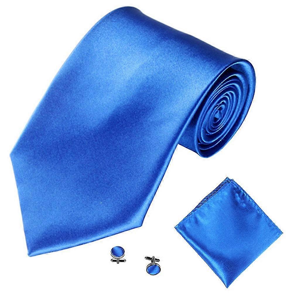 Men's Fashion Solid Color Suits Ties Necktie Cufflinks Hanky Set Tuxedo Suit