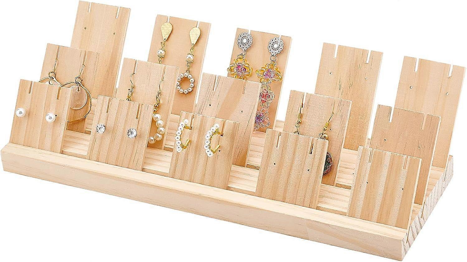 Jewelry Display Stands Wood Earring Necklace Holder with 3 Sizes 15pcs Earring Board Display Stands for Selling Earring Showing Jewelry Displaying Bus