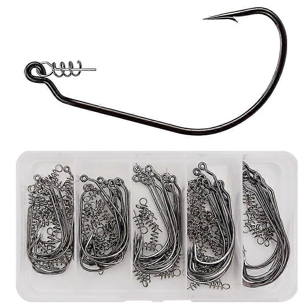 1 set 50 stuks kunstaas haak set vishaken jig kunstaas worm kunstaas vissen tackle accessoires (5 maten)