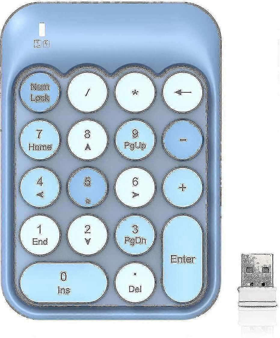 2.4ghz Wireless Numeric Keypad 18 Keys Retro Typewriter Round Key Silent Portable Number Pad For Date Entry For Laptop Pc Desktopblue-niubi -