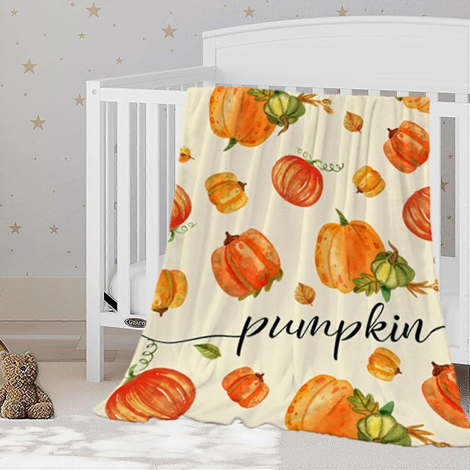 Fall Decoraitve Throw Blanket Baby Blanket Small Fall Thanksgiving Autumn Pumpkins Blanket for Toddler Infant Pet Dog Soft Fall Lightweight Fuzzy Plus