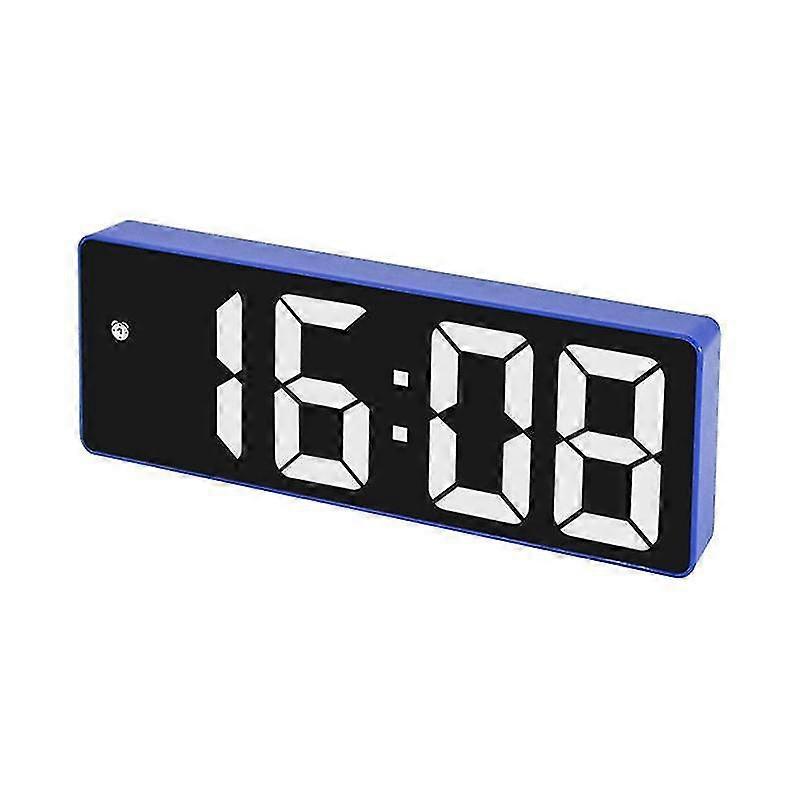 Digital , LED Clock for Bedroom, Electronic Desktop Clock with Temperature Display, Small Clock Blu
