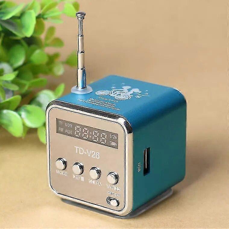 Mini Td-v26 Digital Fm Radio Speaker Portable Fm Receiver With Lcd Stereo Loudspeaker Support Micro Tf Card A2 Blue