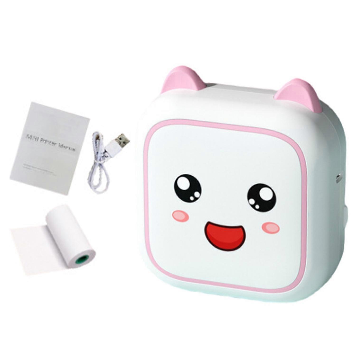 Students Inkless Pocket Printer Bluetooth-compatible Connection Cute Cartoon Receipt Printer Machine