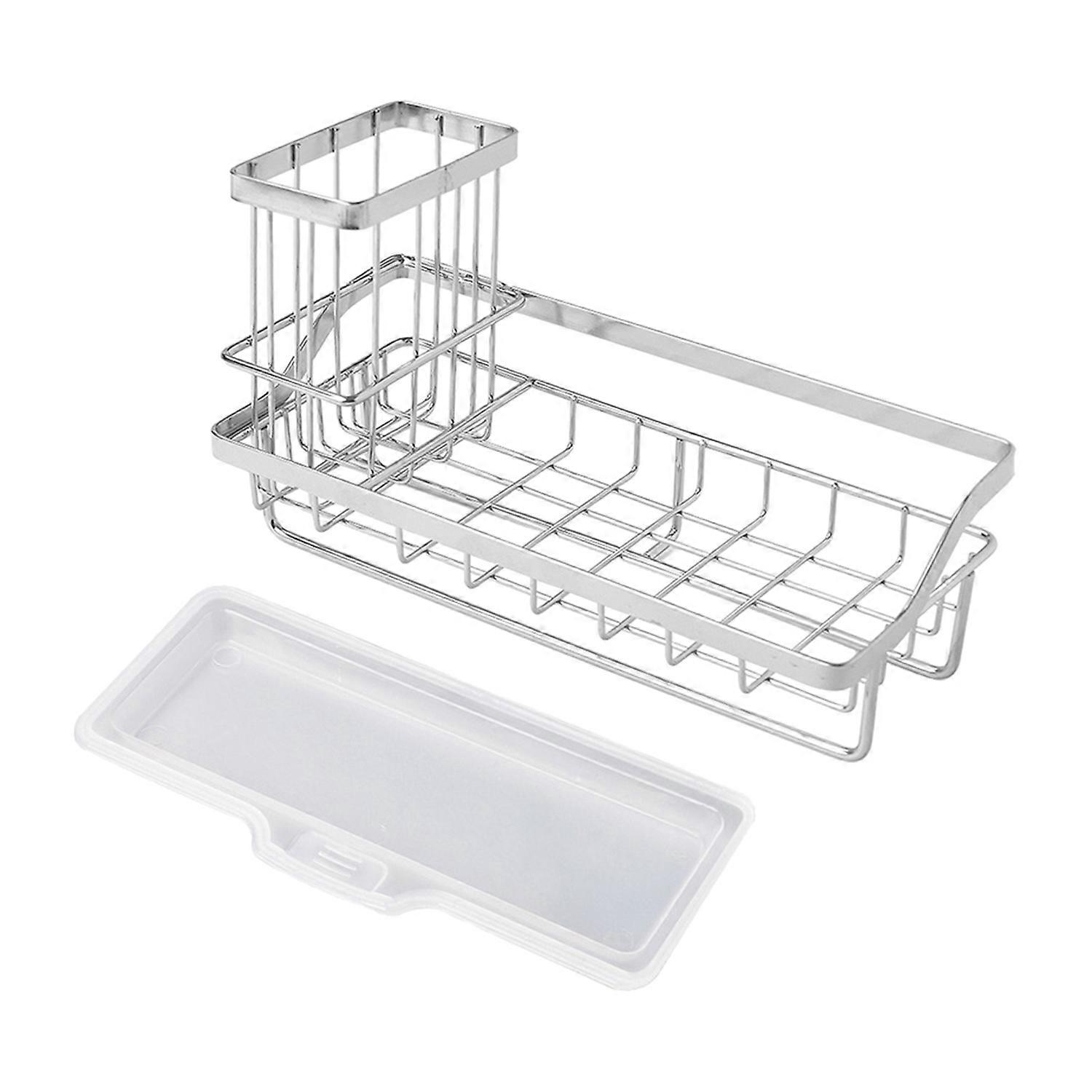 Sponge Holder Kitchen Sink Organizer with Drain Tray Rustproof Corrosion Resistant Sink Caddy