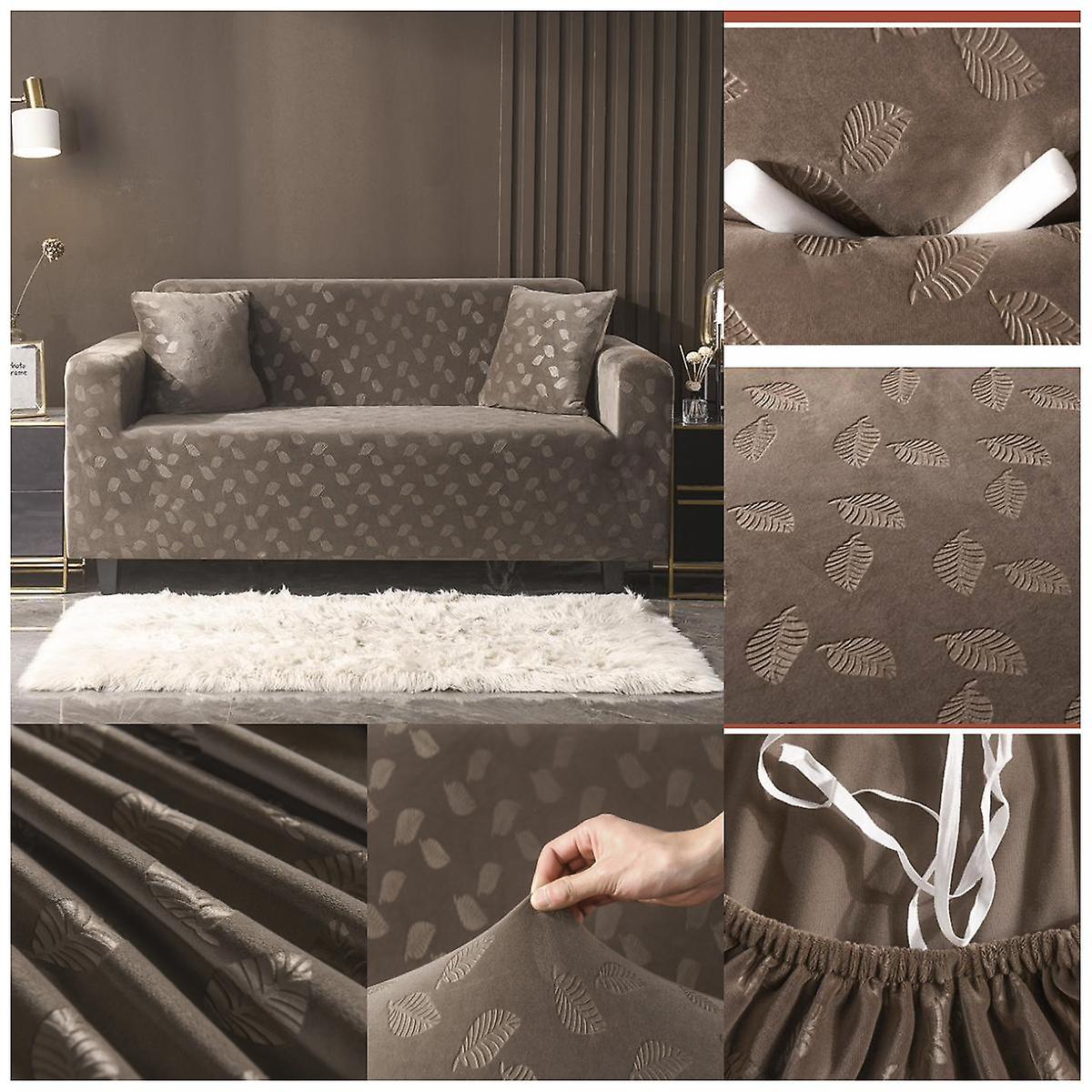 Crystal Velvet Elasticity Sofa Cover Extensible Couch Cover Sofacovers Sectional Solid Color Single/two/three/four Seats L Shape Need Buy 2pcs