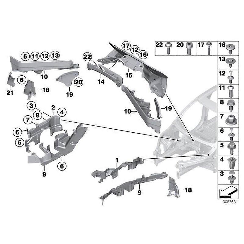 3Pcs Engine Upper Compartment Partition Bulkhead Panel Kit for X5 E70 X6 E71 E72 51717169419 51717169420 51717169421