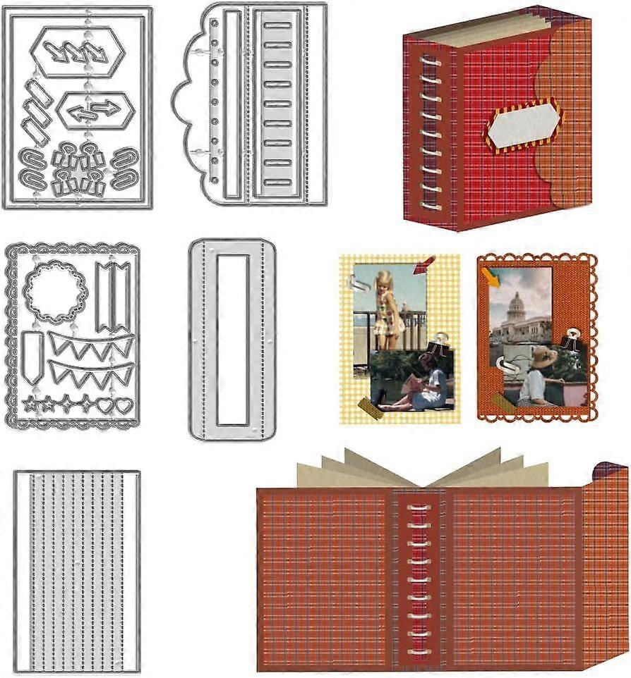 5Pcs 3D Photo Album Binder Carbon Steel Cutting Dies Photo Album Backgrounds Frame Embossing Template for DIY Album Decorative Metal Scrapbooking Cutt