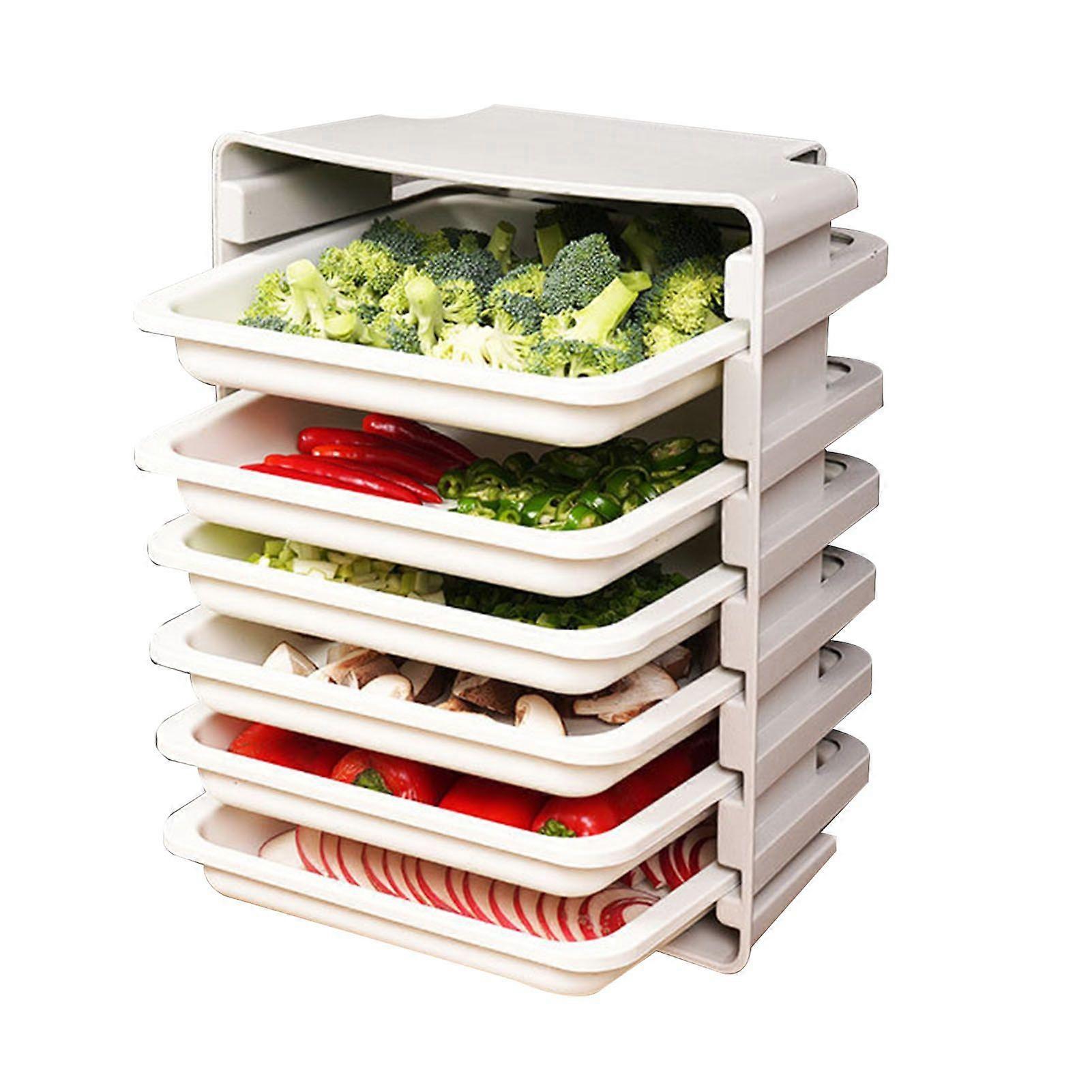 Kitchen Side Dish Storage Rack Multi Layer Dish Preparation Plate Wall Mounted Dish Storage Plate Six Layer White