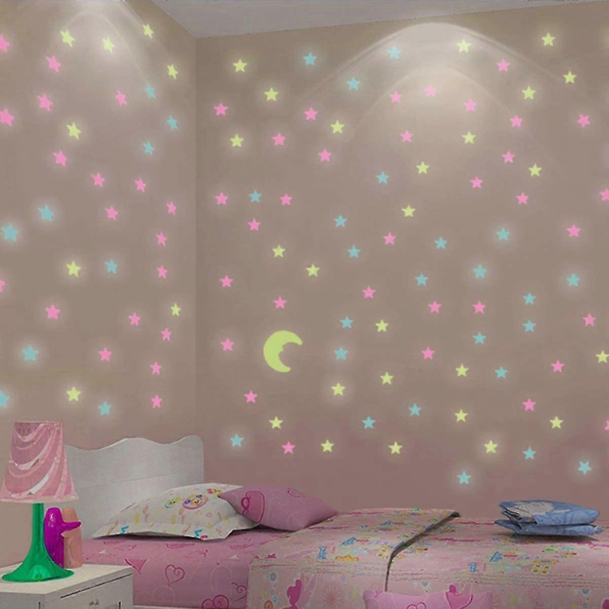 Star Moon Creative Luminous Wall Decal Stier Simulating Night Sky Effect On Dark Wall Or Ceiling